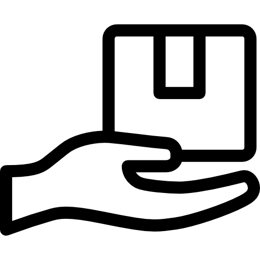 Pictogram van hand met pakket
